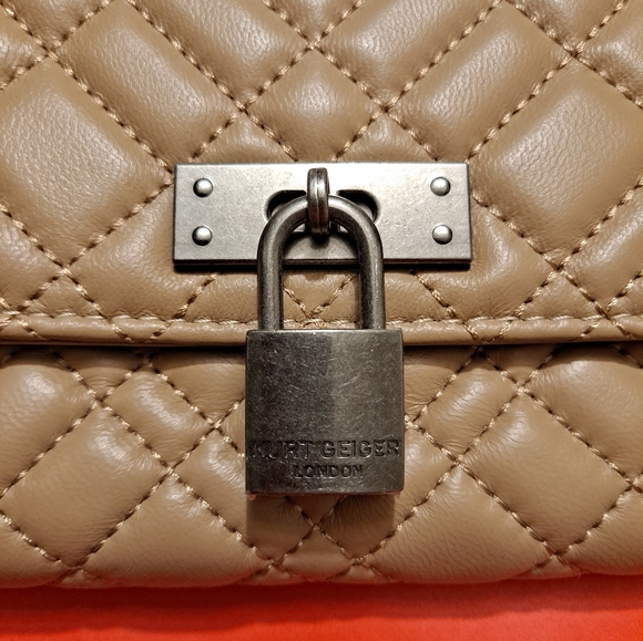 Kurt Geiger Brixton Tan Quilted Leather Wallet on Chain Crossbody Shoulder Bag - Picture 2 of 15